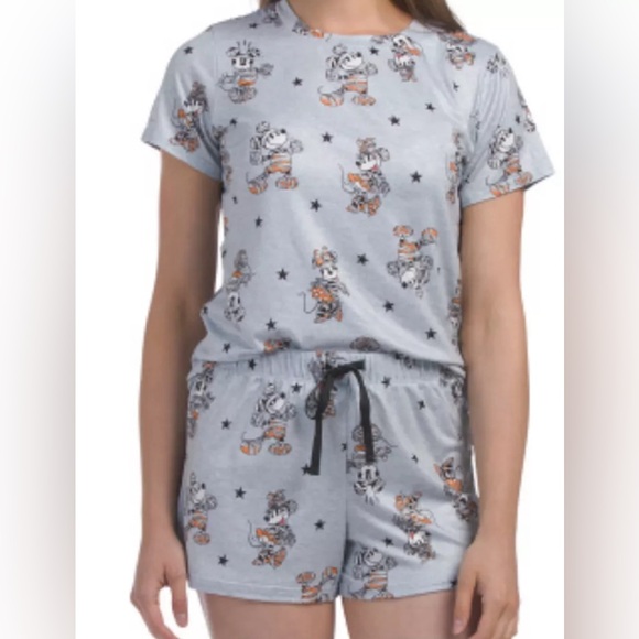 Disney Mickey Mouse Minnie Halloween Pajama Set Short & Tee Women’s Size Small‎ - Picture 1 of 9